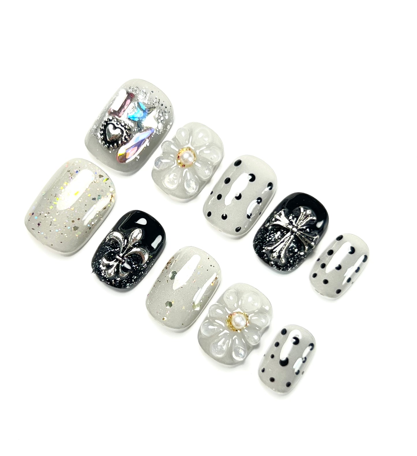 False Nails Set - Multiple Shapes (Coffin, Stiletto, Square) & Styles (Glam, Minimalist, Vintage) for Every Outfit | Reusable Press-On Nails