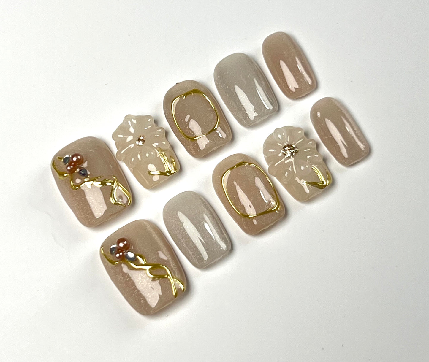 False Nails Set - Multiple Shapes (Coffin, Stiletto, Square) & Styles (Glam, Minimalist, Vintage) for Every Outfit | Reusable Press-On Nails