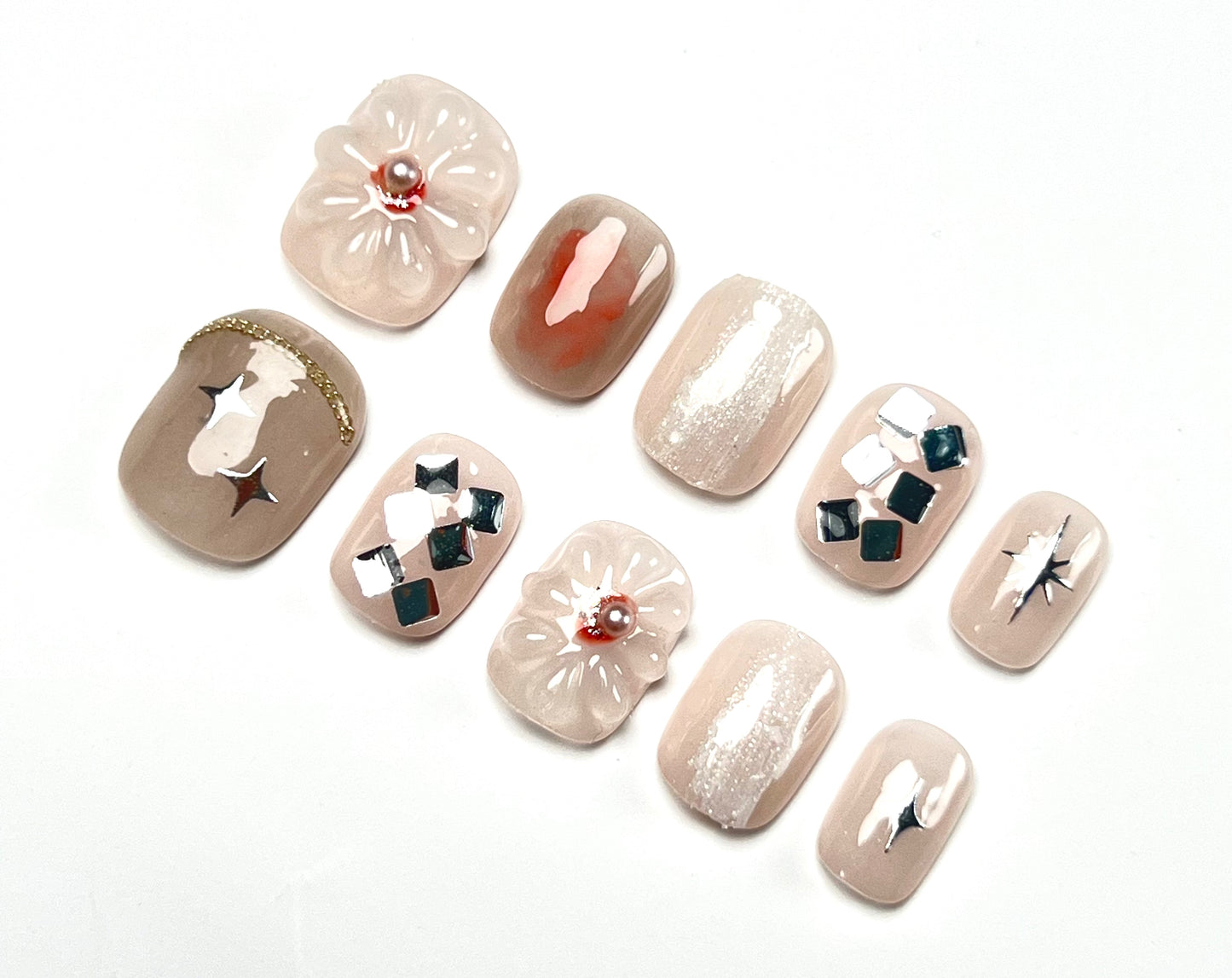 False Nails Set - Multiple Shapes (Coffin, Stiletto, Square) & Styles (Glam, Minimalist, Vintage) for Every Outfit | Reusable Press-On Nails