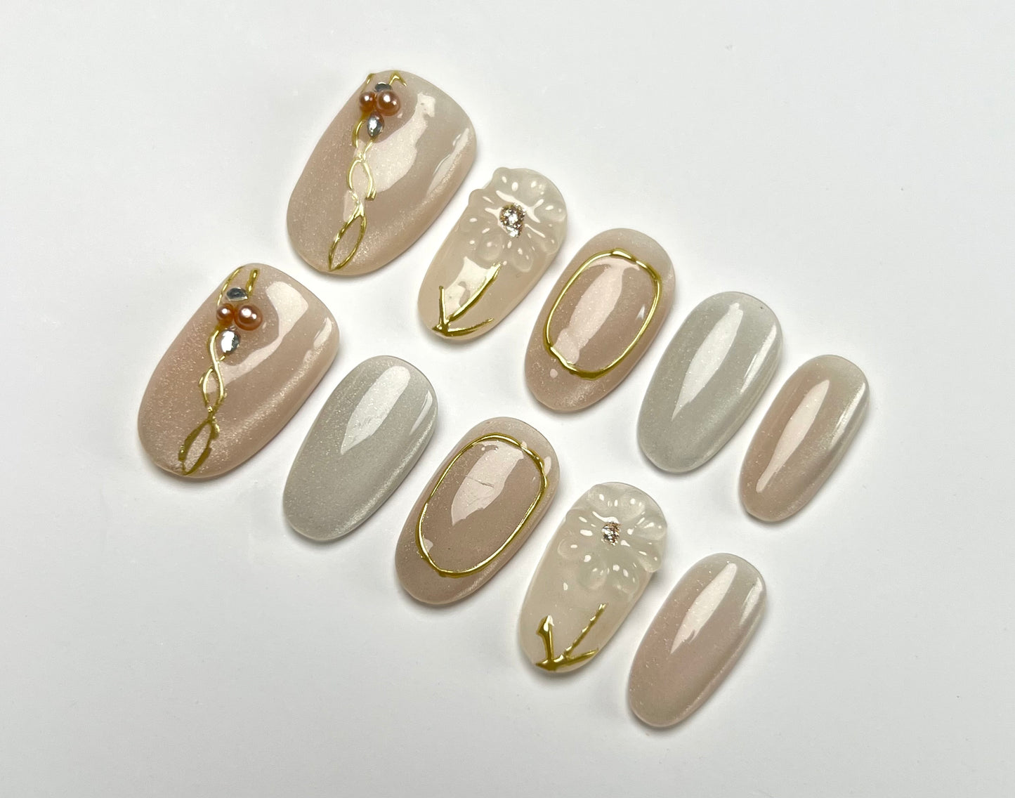 False Nails Set - Multiple Shapes (Coffin, Stiletto, Square) & Styles (Glam, Minimalist, Vintage) for Every Outfit | Reusable Press-On Nails