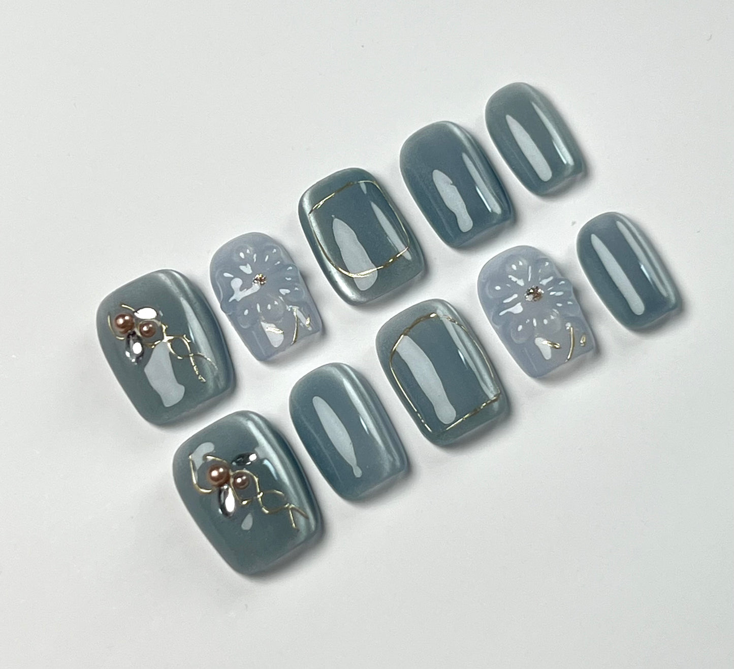 False Nails Set - Multiple Shapes (Coffin, Stiletto, Square) & Styles (Glam, Minimalist, Vintage) for Every Outfit | Reusable Press-On Nails
