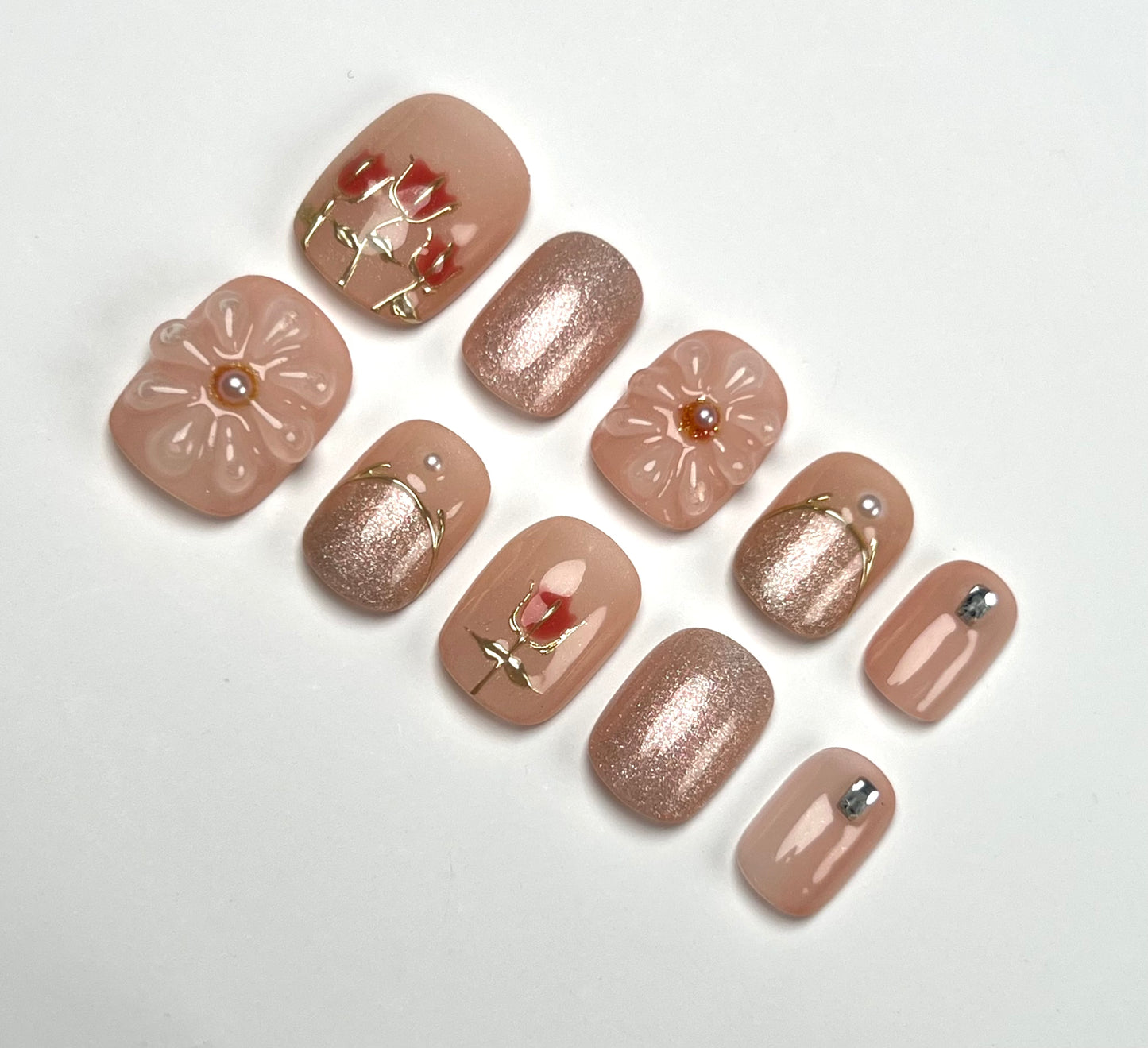 False Nails Set - Multiple Shapes (Coffin, Stiletto, Square) & Styles (Glam, Minimalist, Vintage) for Every Outfit | Reusable Press-On Nails