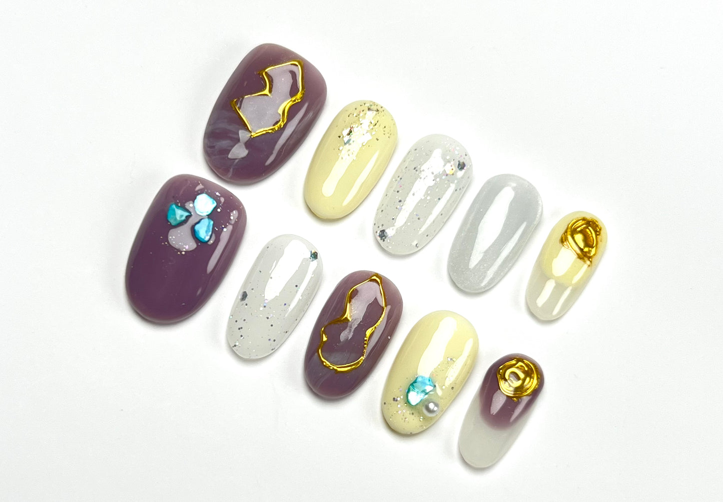 False Nails Set - Multiple Shapes (Coffin, Stiletto, Square) & Styles (Glam, Minimalist, Vintage) for Every Outfit | Reusable Press-On Nails