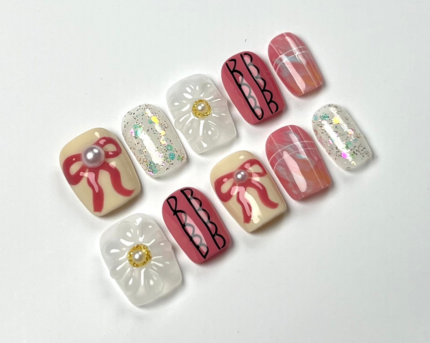 False Nails Set - Multiple Shapes (Coffin, Stiletto, Square) & Styles (Glam, Minimalist, Vintage) for Every Outfit | Reusable Press-On Nails