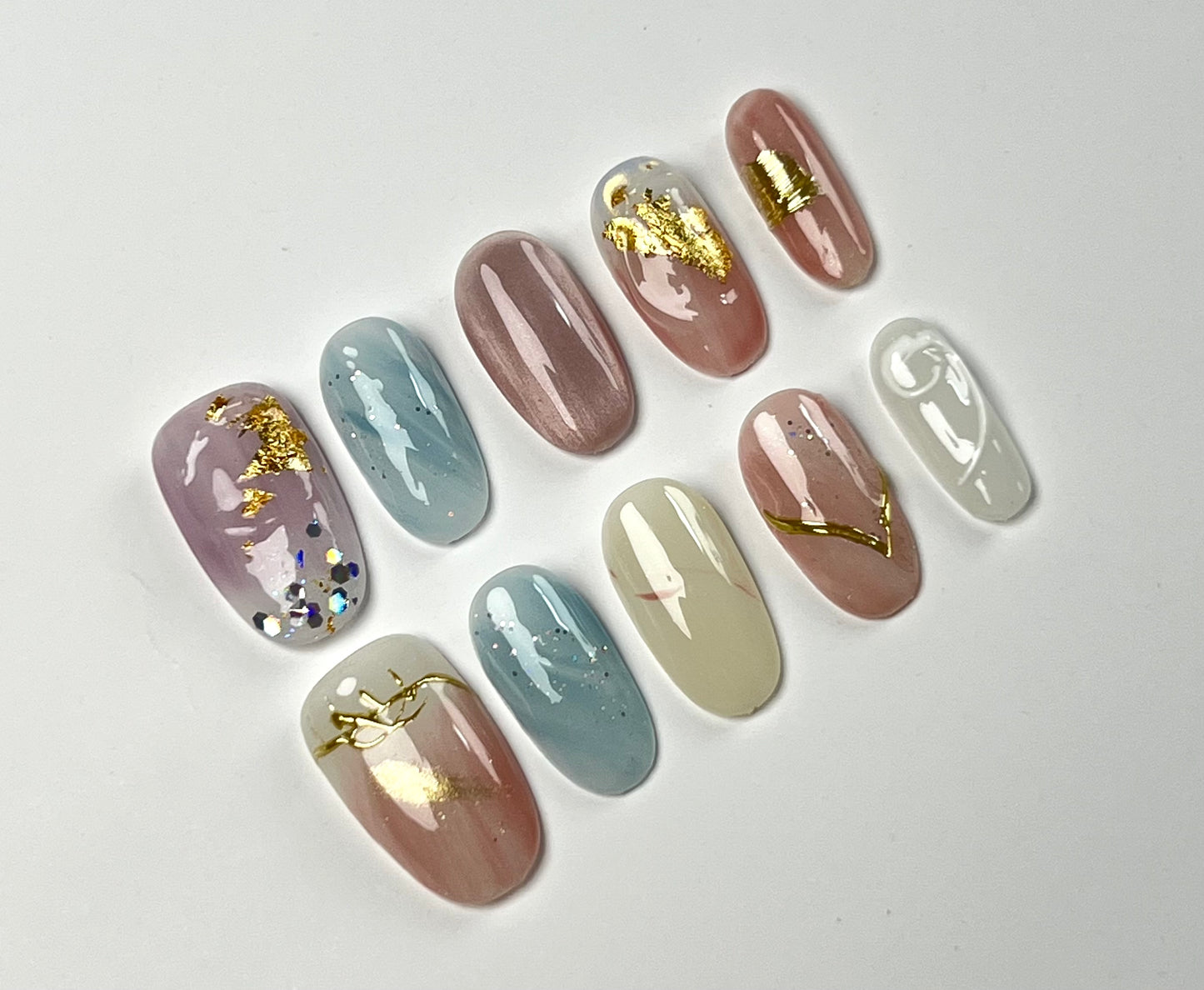 False Nails Set - Multiple Shapes (Coffin, Stiletto, Square) & Styles (Glam, Minimalist, Vintage) for Every Outfit | Reusable Press-On Nails