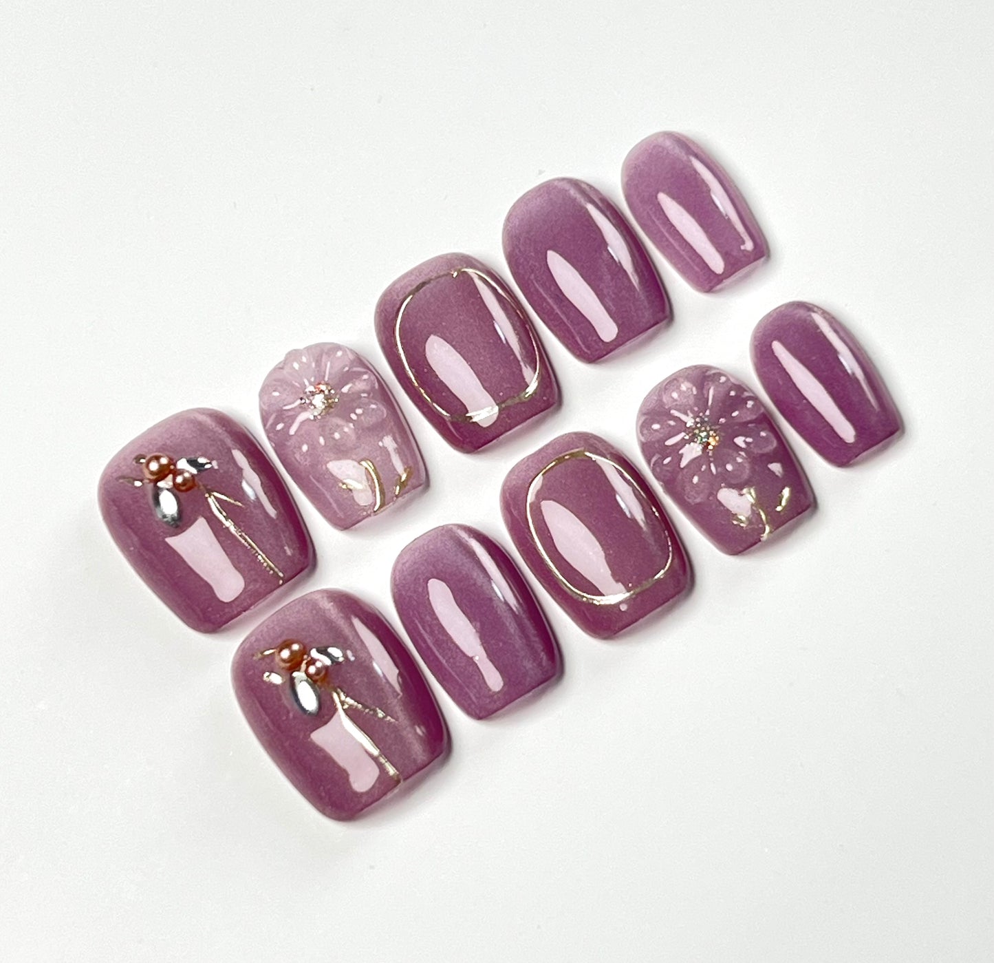 False Nails Set - Multiple Shapes (Coffin, Stiletto, Square) & Styles (Glam, Minimalist, Vintage) for Every Outfit | Reusable Press-On Nails