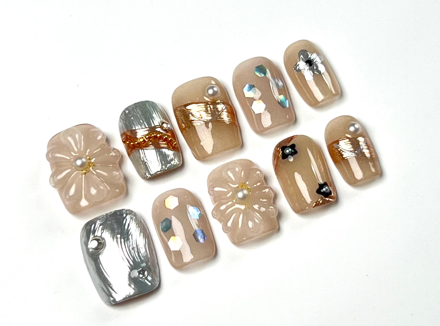 False Nails Set - Multiple Shapes (Coffin, Stiletto, Square) & Styles (Glam, Minimalist, Vintage) for Every Outfit | Reusable Press-On Nails