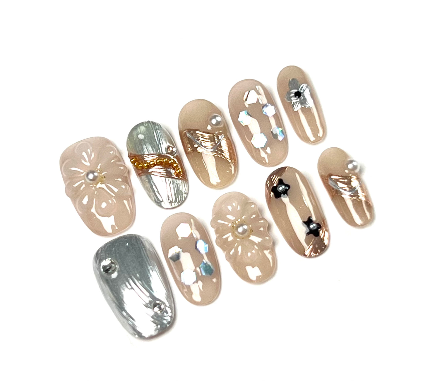 False Nails Set - Multiple Shapes (Coffin, Stiletto, Square) & Styles (Glam, Minimalist, Vintage) for Every Outfit | Reusable Press-On Nails